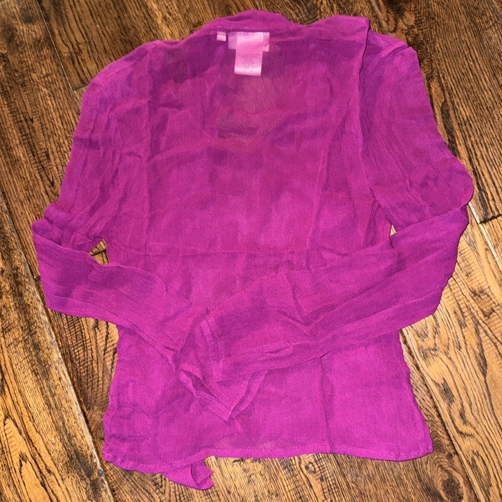 HENNES Collection Rich Purple Sheer Top Size 4 - Picture 4 of 4
